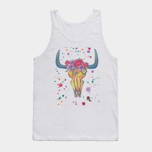 Colorful Cow Skull Tank Top